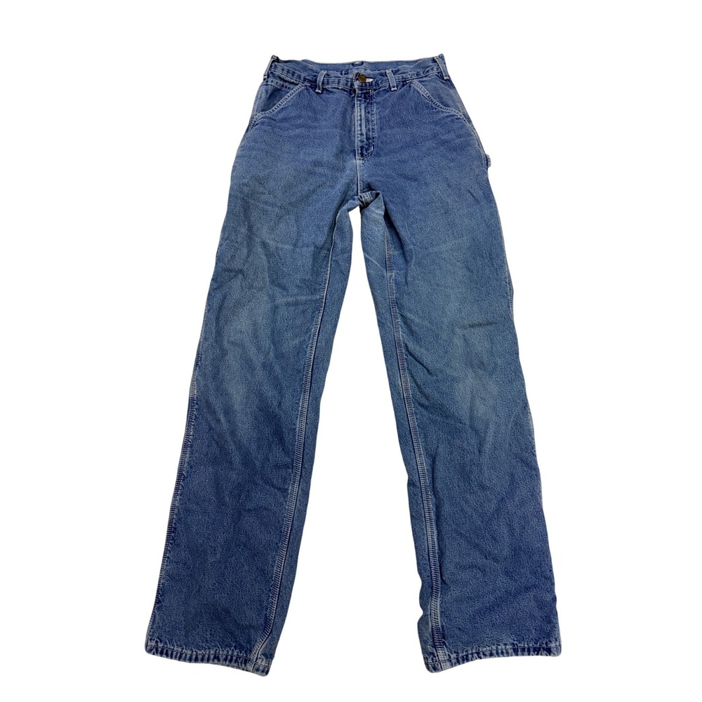 Carhartt Mens Relaxed Fit Carpenter Jeans Blue Denim Workwear Pants 34x32 - BC